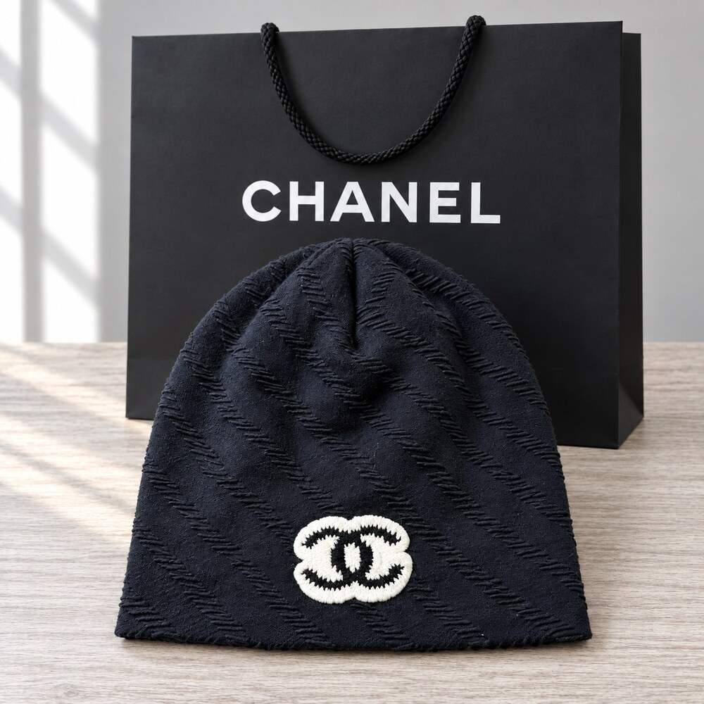 CHANEL Textured CC Knit Beanie
